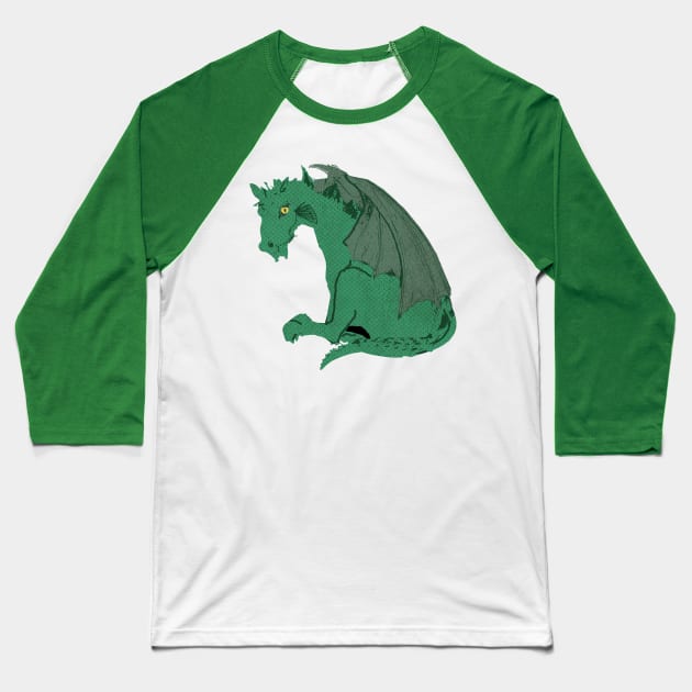 Hand-drawn Wood Dragon - The flirty one Baseball T-Shirt by Eejee Art